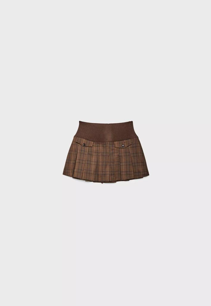 Check box pleat mini skort