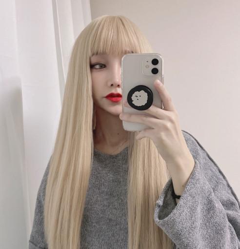 백금발 가발 자연스러운 통가발 긴머리 패션 금발