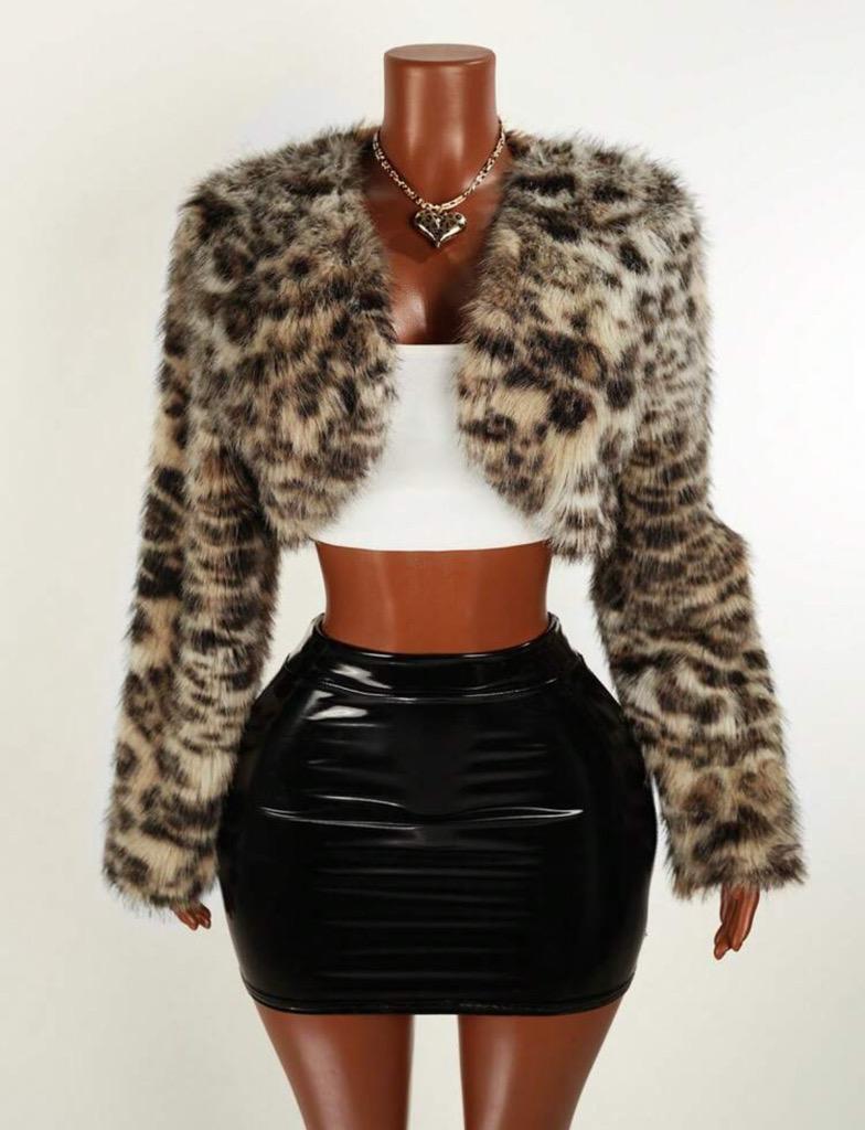 Mistrie 여성 패셔너블 레오파드 프린트 인조 퍼 재킷, 복고풍 시크 섹시 아메리칸 스타일, 고급스럽고 버서타일