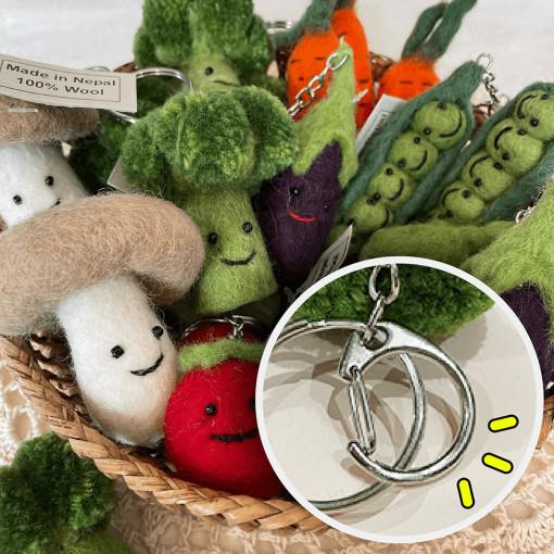 [자체고리] 야채키링 브로콜리 버섯 양모펠트 네팔 대파 열쇠고리 채소 키링 핸드메이드