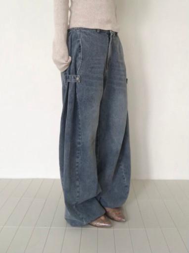 사이드 스냅 벌룬 데님패츠 [중청]