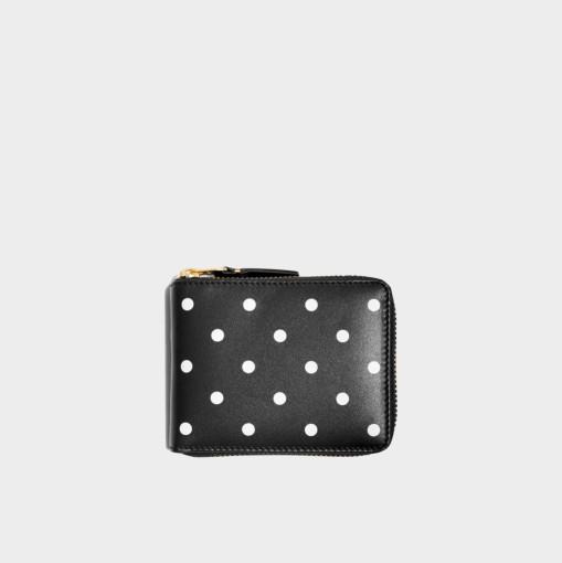꼼데가르송 월렛 - 폴카 도트 프린팅 지퍼 반지갑 블랙 SA7100PD