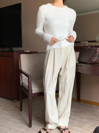 moani 모아니 리브 핀턱 와이드 팬츠