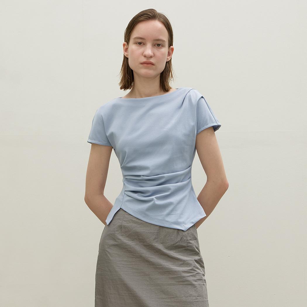 (BL-4225)LOND WAIST TUCK  BLOUSE