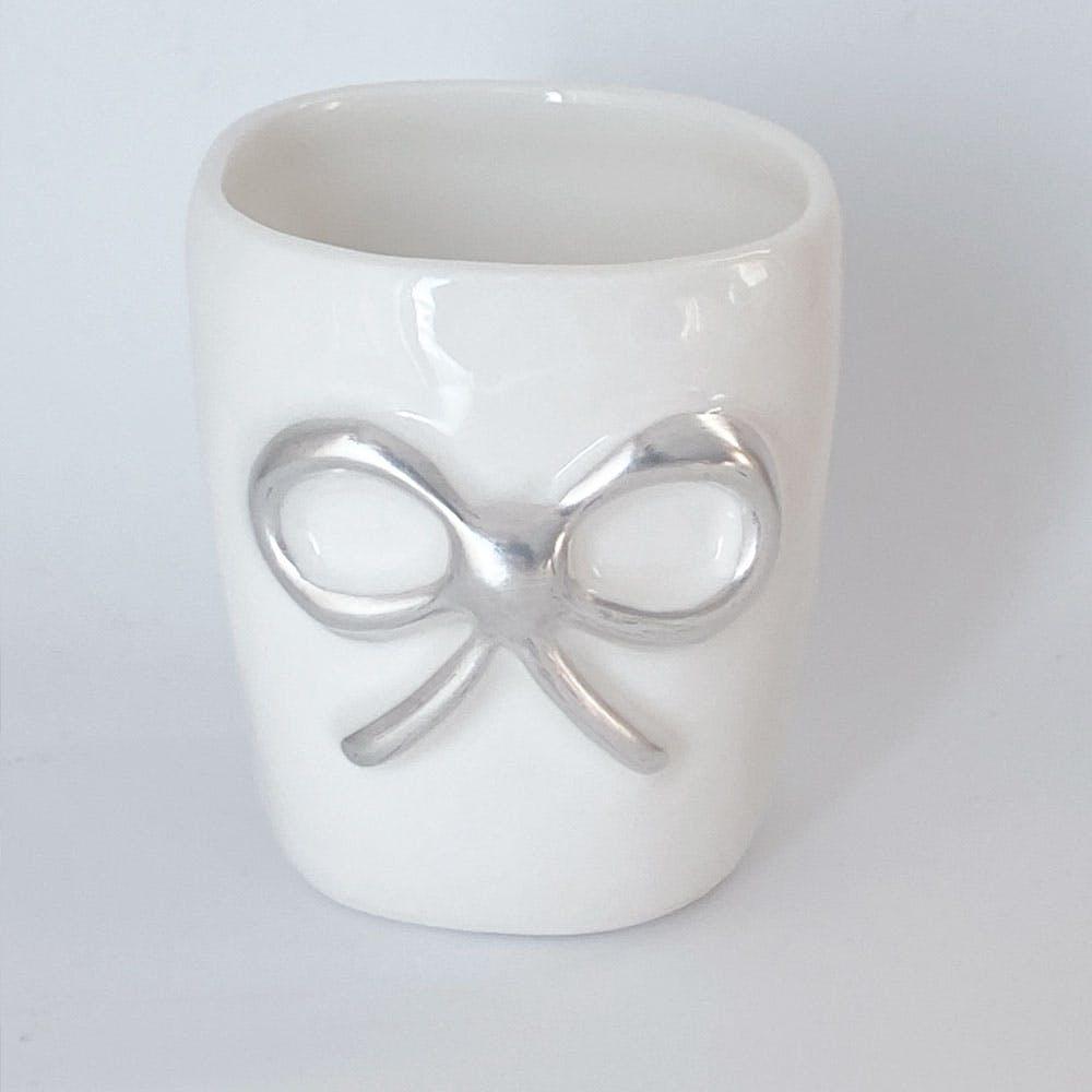 화이트 실버 라인 리본컵