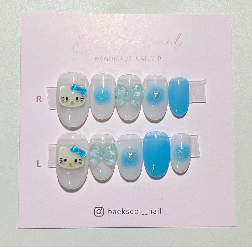 하늘 미니키티 수제네일팁 산리오