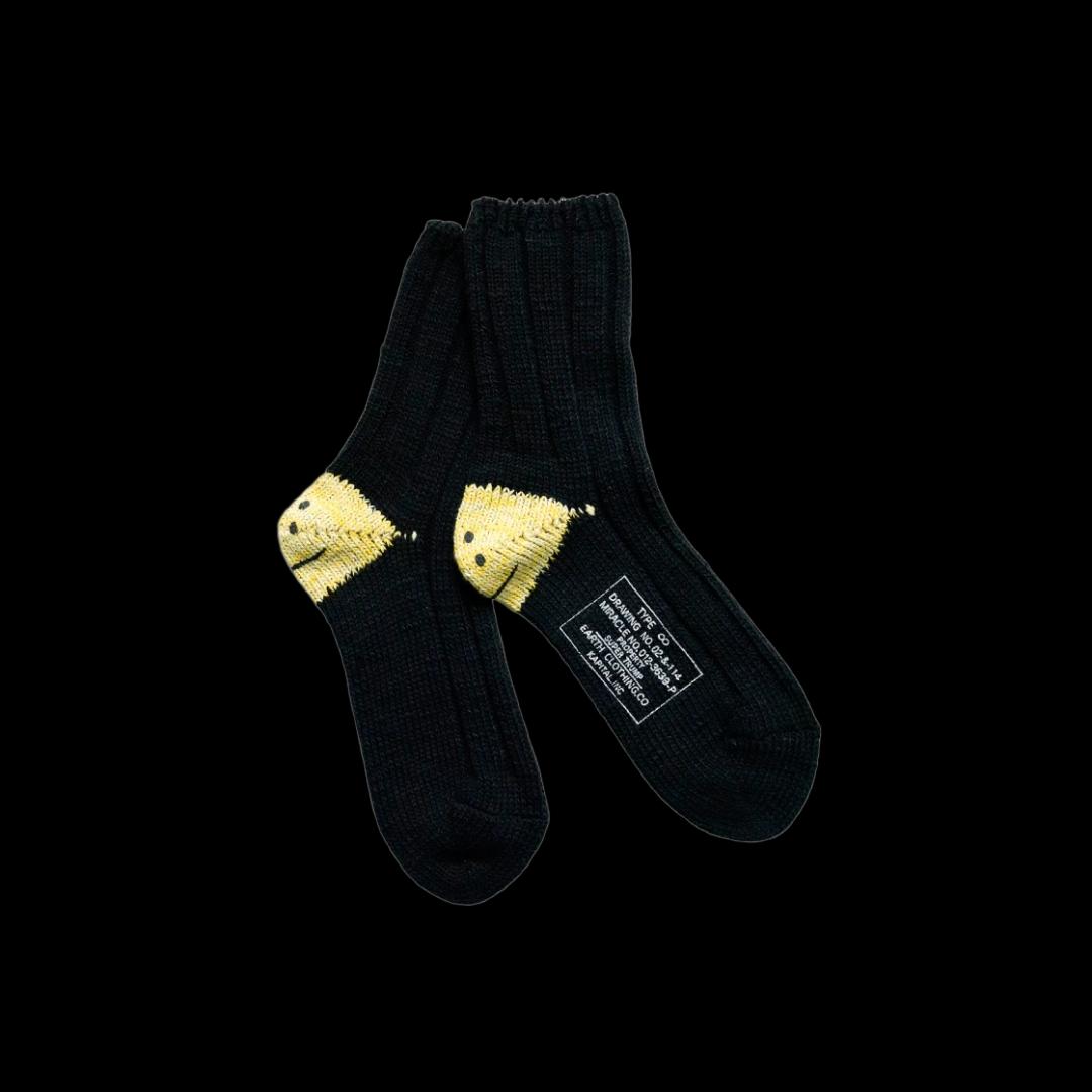Kapital 56 Pieces MA-1 Rainbowy Happy Heel Socks Black