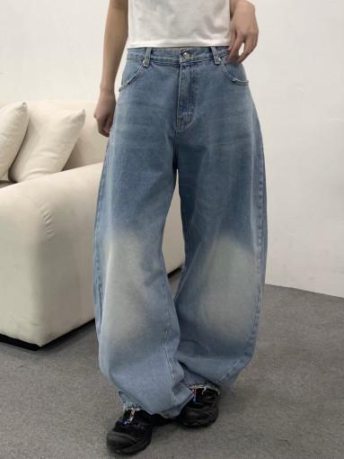 빅 포켓 연청 벌룬 와이드 데님 팬츠