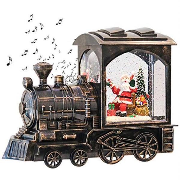 스노우 글로브 눈 입상 인테리어 해외 모델 GenSwin Music Lighted Train Snow Globe Lantern Water Snowin