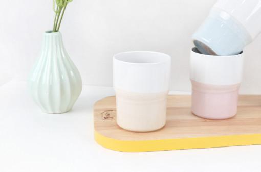 팬시-212 차곡차곡 컵(투톤베이지) 250㎖ / 일제 / 도자기제품