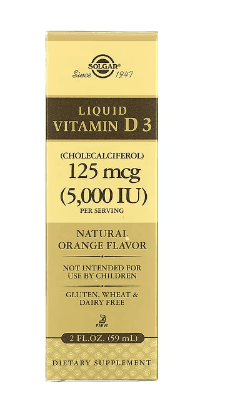 Solgar, 액상 비타민D3, 천연 오렌지향, 125mcg(5,000IU), 59ml(2fl oz)