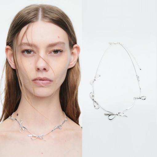 코스 보우 스네이크 체인 리본 목걸이 실버 1242257001