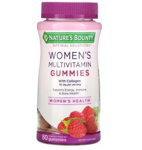 Nature's Bounty, Optimal Solutions, 여성용 종합비타민 구미젤리, 라즈베리 맛, 구미젤리 80개