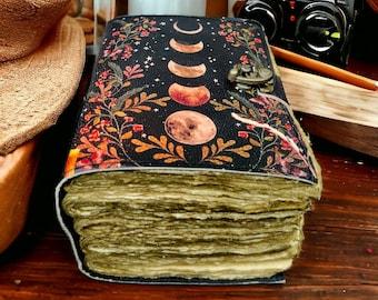400 Page Large Grimoire leather journal,  Print Tree of Life Journal, Blank spell book book of shadows Leather Celestial Gifts For Him Her