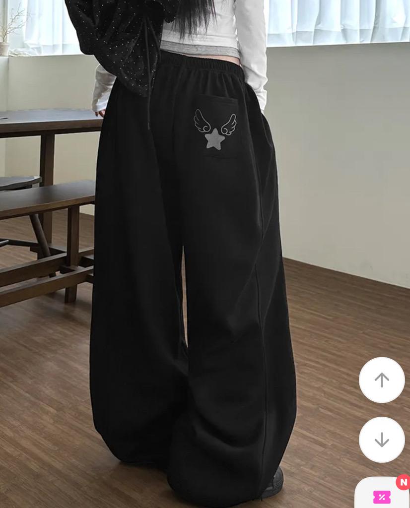 엔젤 스타 절개라인 조거 와이드 트레이닝 롱팬츠