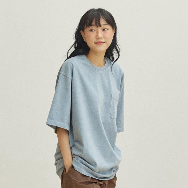 [캐피디자인] PIGMENT POCKET HALF T-SHIRT (SKY BLUE)