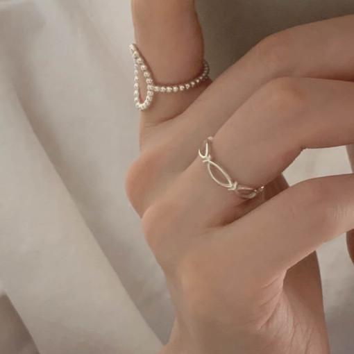 실버925 물고기 라인 레이어드 반지 (실버,로즈골드)