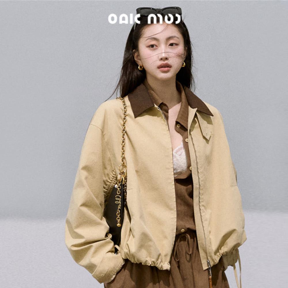 OAKMOO 자켓 캐주얼 텍스처 밴딩 밑단 아우터