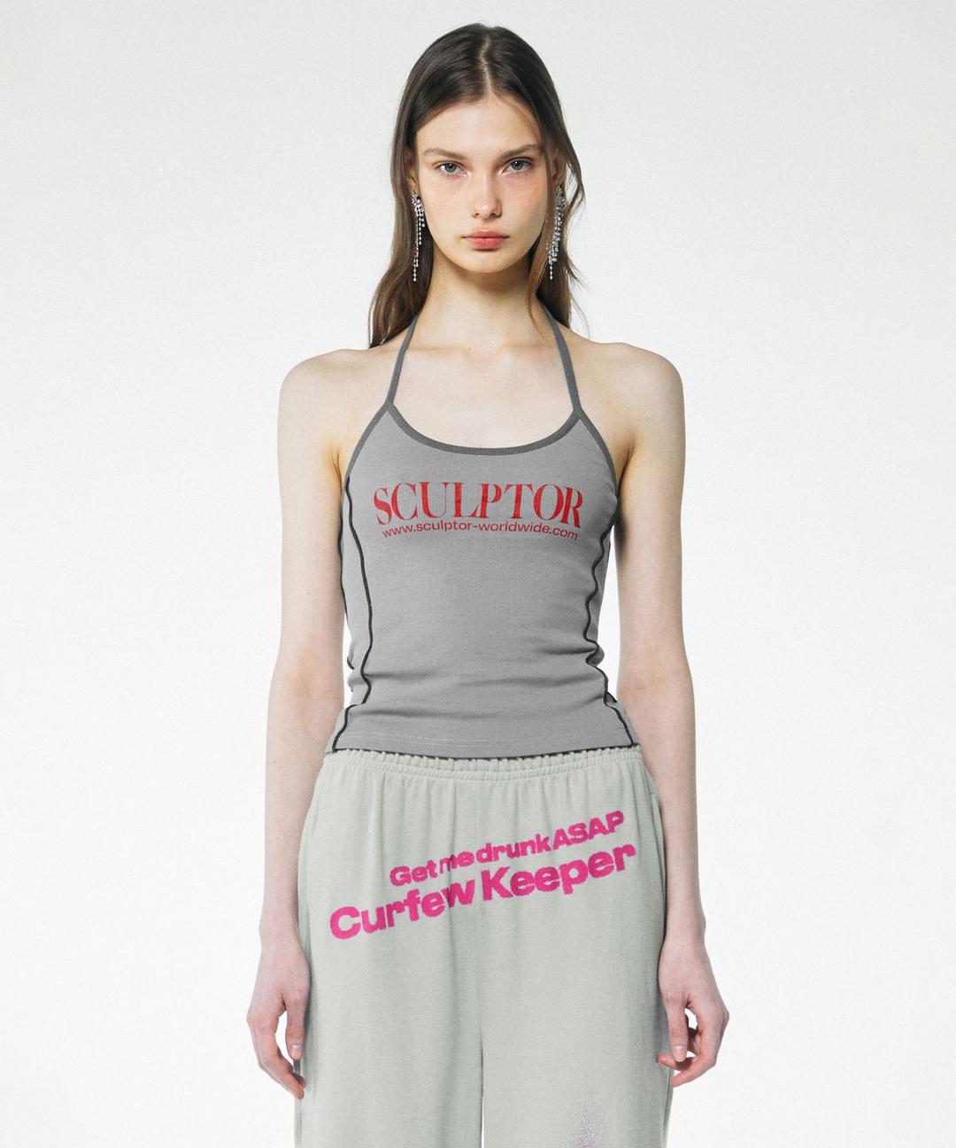 스컬프터(SCULPTOR)  Classic Logo Halter Top Gray - 사이즈 & 후기 | 무신사