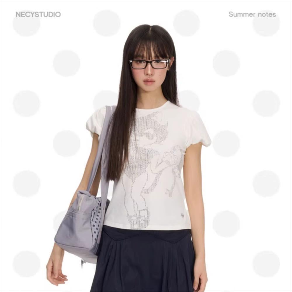 NECYSTUDIO 미모라 아스키 아트 반팔 티셔츠