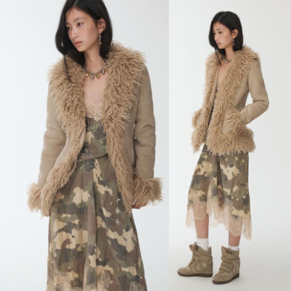 1JINN STUDIO 원진스튜디오 자켓 퍼 안감 슬림핏 웨이스트 자켓 (베이지)