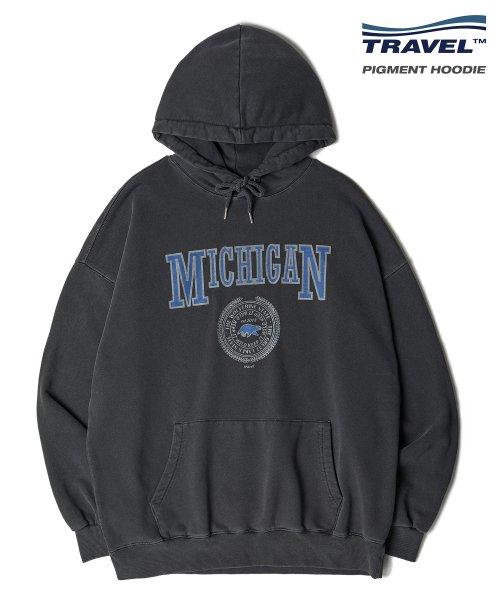 미시간 울버린 피그먼트 후드티 블랙 차콜