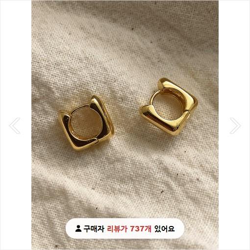 [무배] 실버925 18K 둥근 사각 미니 원터치 링귀걸이