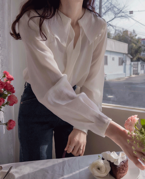 [LABEL] 시즌텐셀 러블리카라 웨이브 고급스런 블라우스[size:F,1]