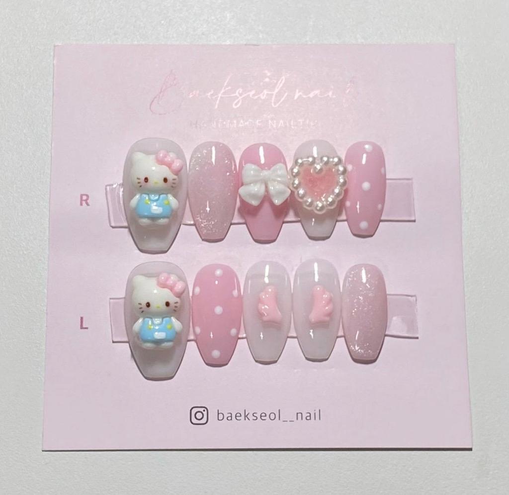 딸기우유 엔젤냥 수제네일팁