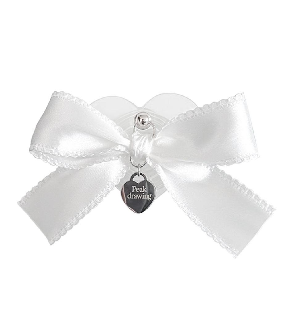 [Handmade] 화이트 베이비 보우 하트톡 (레진비즈톡)