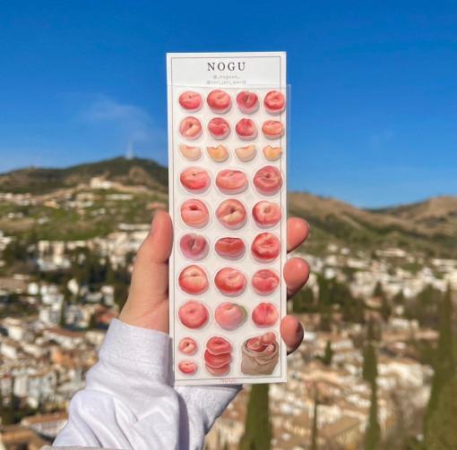 [NOGU노구] 유화 납작복숭아 투명 스티커