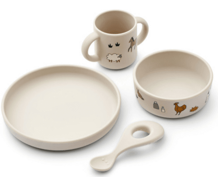 Liewood 리우드 Farm 실리콘 유아식기 4종세트 이유식 그릇세트 샌디