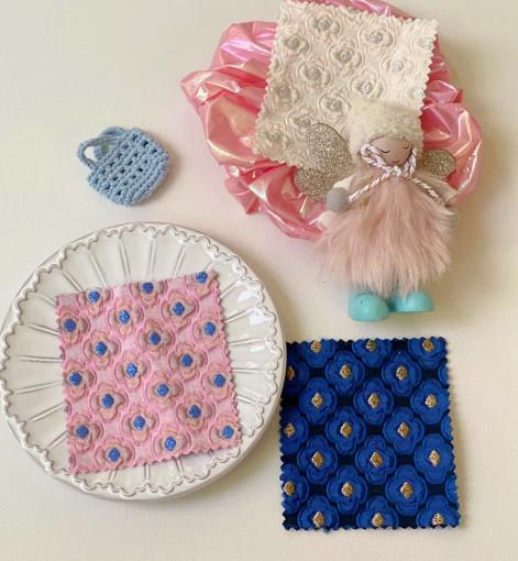 [11차 리오더] 실버앤골드 자가드원단 플라워 누빔원단