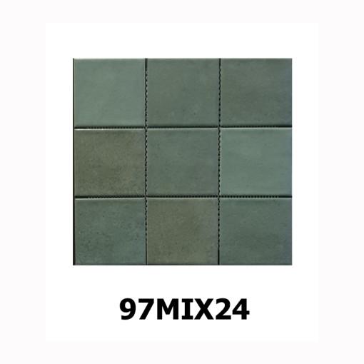 [AMBRA엠브라타일] 97MIX24 그린무광 97X97 사각모자이크 포세린타일 빈티지타일 웨이브 랜덤