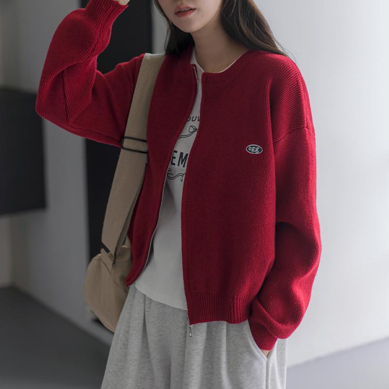 코스에그 자수 투웨이 니트집업 가디건