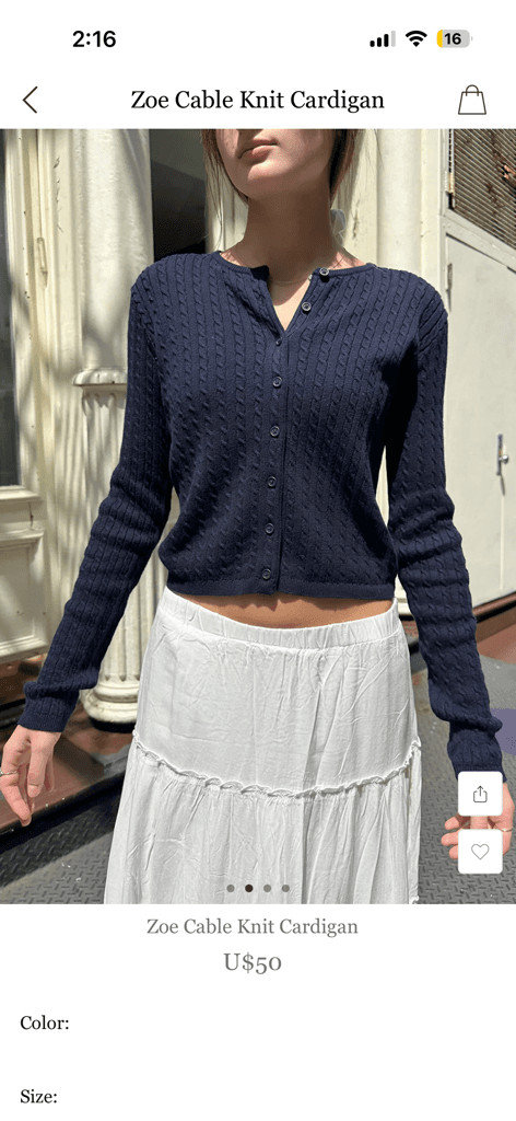 zoe cable knit cardigan