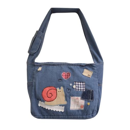 달팽이 업사이클 포켓 보부상 크로스백 연청 데님 데일리 크리스마스 연말룩 하객룩