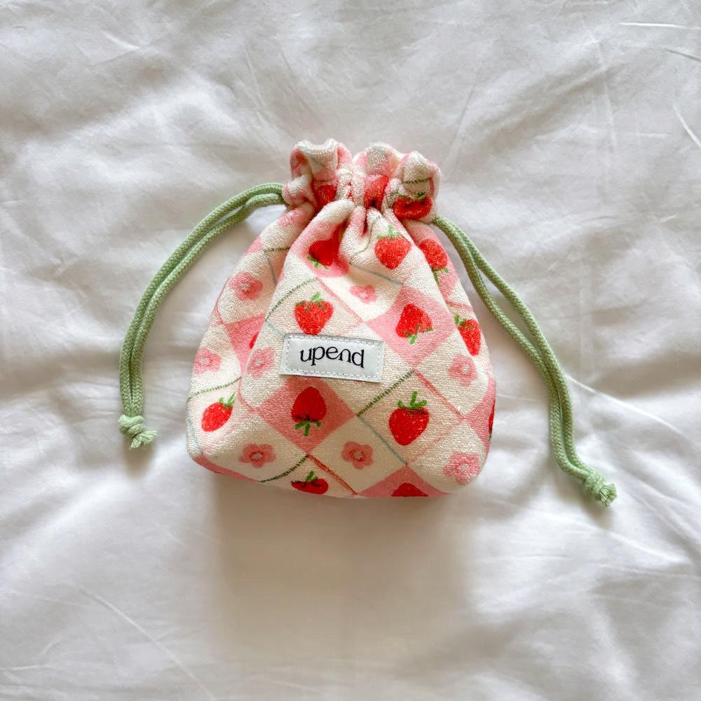Terry String Pouch (vintage strawberry) 테리 스트링 파우치