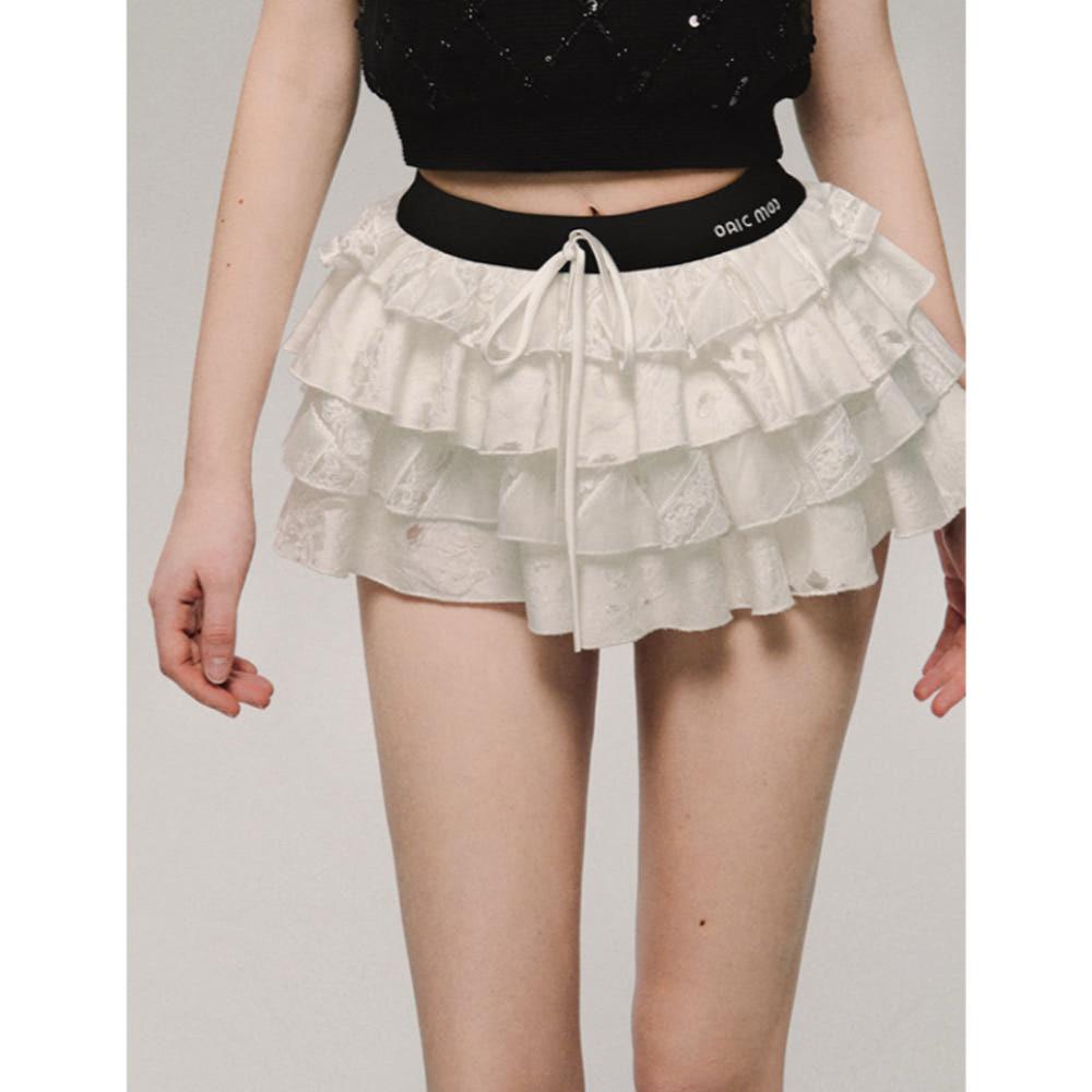 OAKMOO 스커트 케이크 투투 스커트 숏 자수 스커트