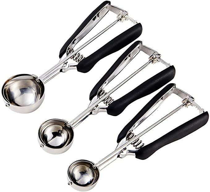 Cookie Scoop Set - Include 1 Tbsp/ 2 Tbsp/ 3Tbsp - 3 PCS Cookie Scoops for Baking - Cookie Dough Scoop - Made of 18/8 Stainless Steel
