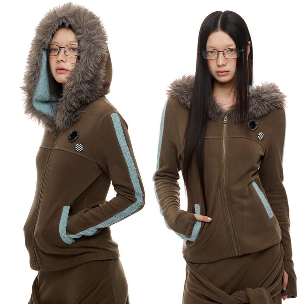 현재1상품 이미지전체2상품 이미지JIKOO 자켓 후드 니트 재킷 플리스 퍼 칼라 캐주얼 탑