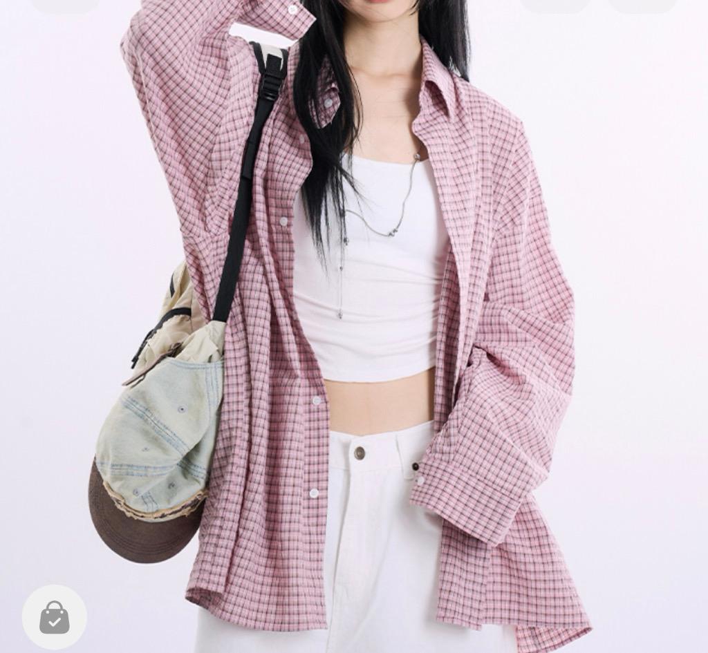 aws 어썸소스 올슨 체크 박시핏 셔츠