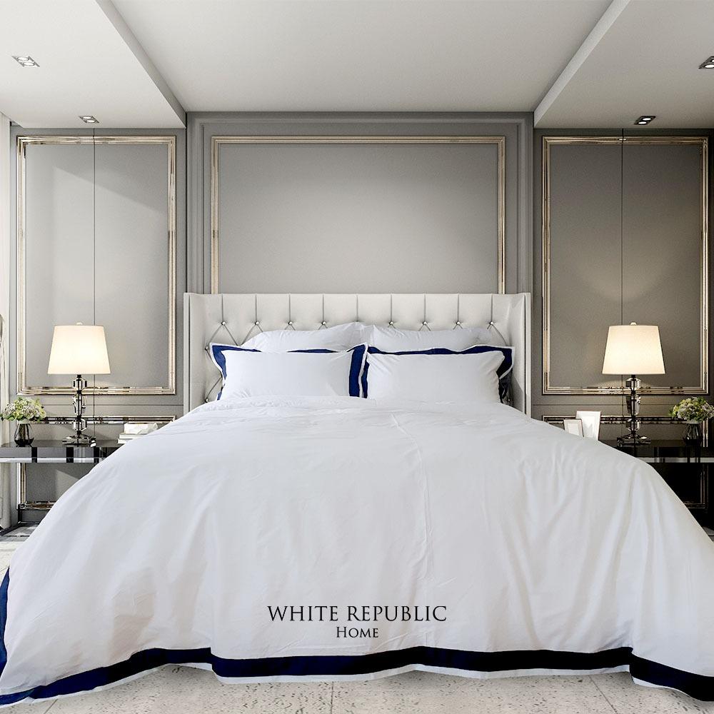 80수 순면 Cavendish Collection Duvet Cover (White/Navy) SS/Q/K