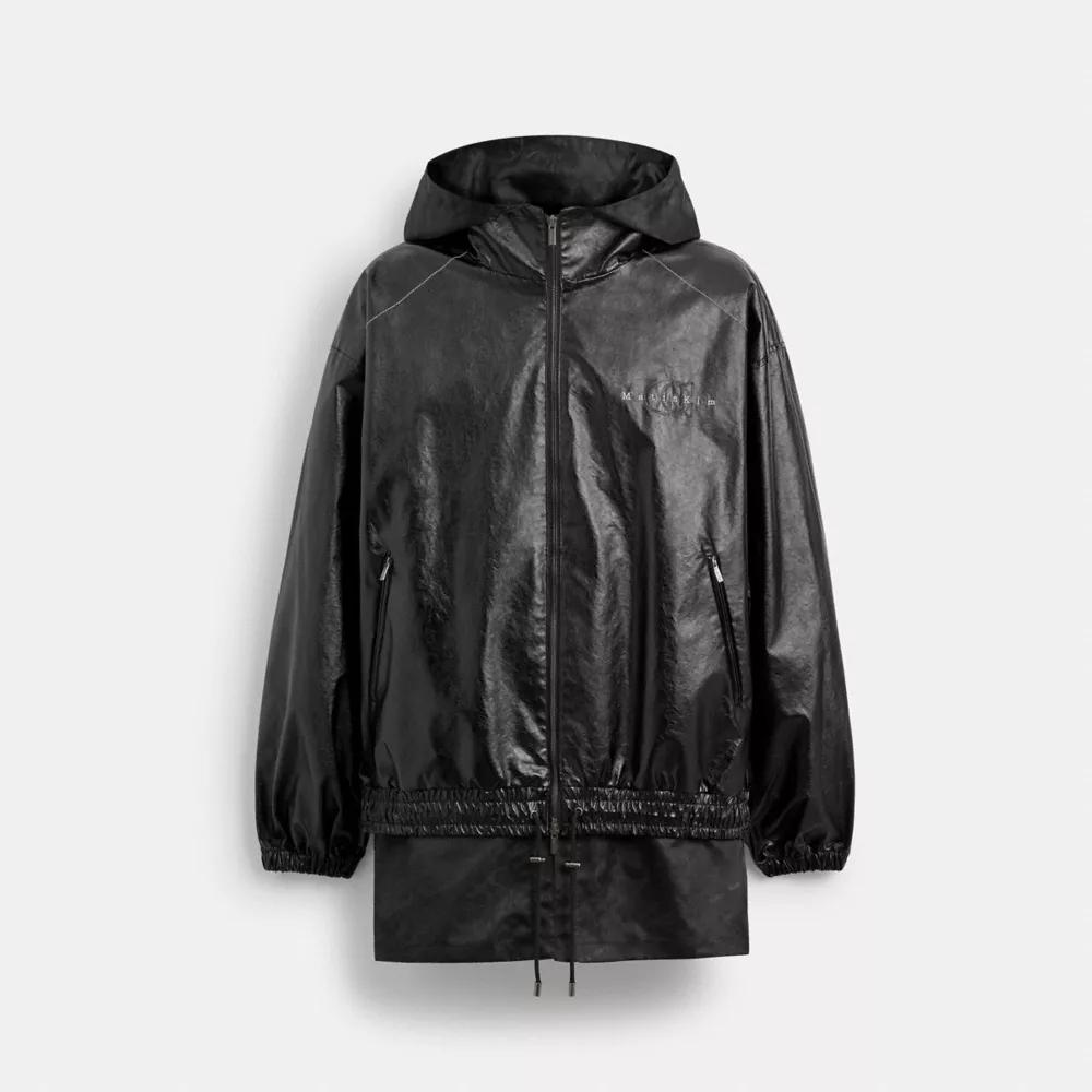 코치 마뗑킴 레이어드 코팅 후디 점퍼 CBR96 BLK