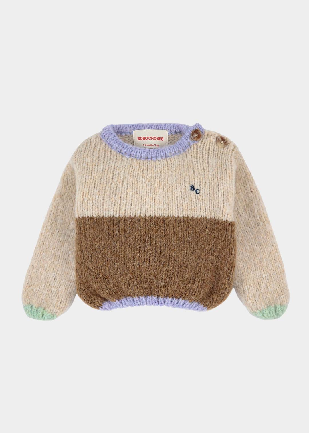 Boy's Colorblock Wool Sweatshirt, Size 3M-36M