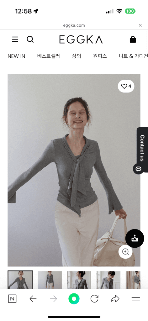 여성용 타이넥 긴팔 티셔츠