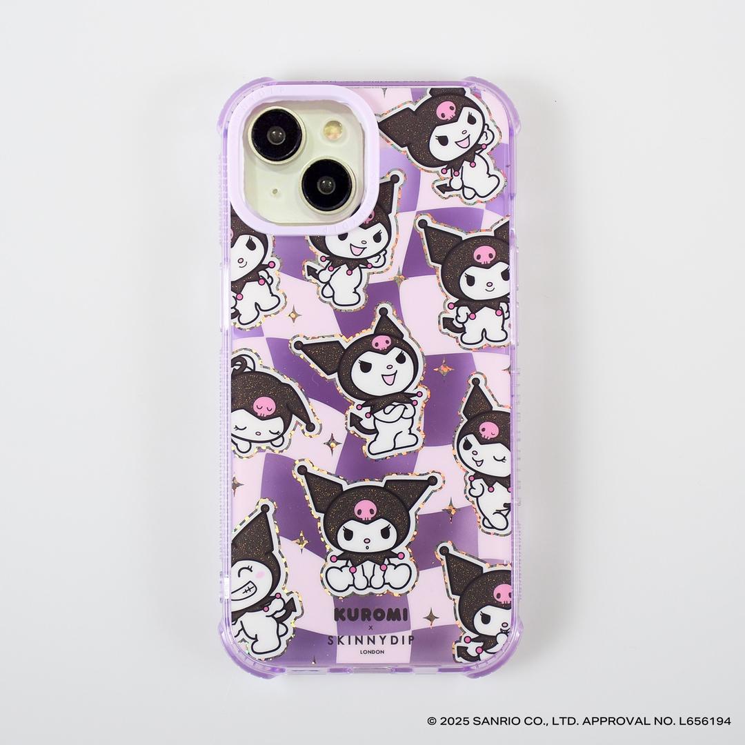 iPhoneSE/13/14/15/16シリーズ用 ケース クロミ チェックグリッター サンリオキャラクターズ