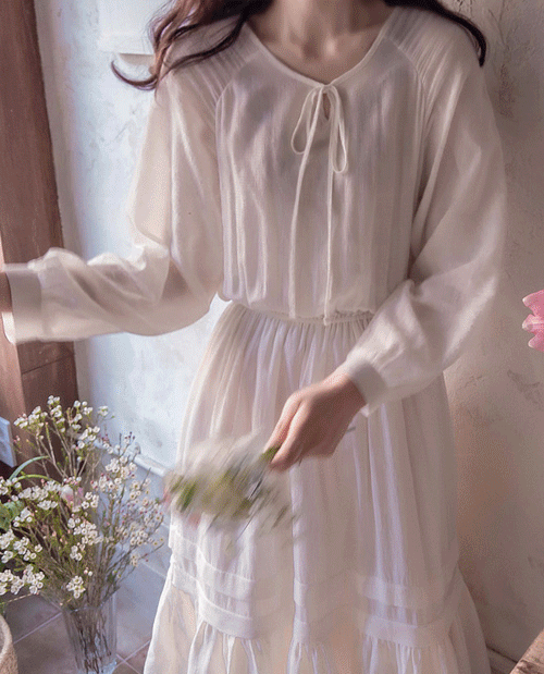 [LABEL] 프랜디아 넥리본 유연한밴딩 러블리 캉캉원피스[size:F(55~66)]