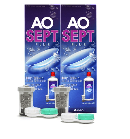 옵티프리 에이오셉 플러스 렌즈 세정액 360ml x 2p + 렌즈 케이스 2p 세트
