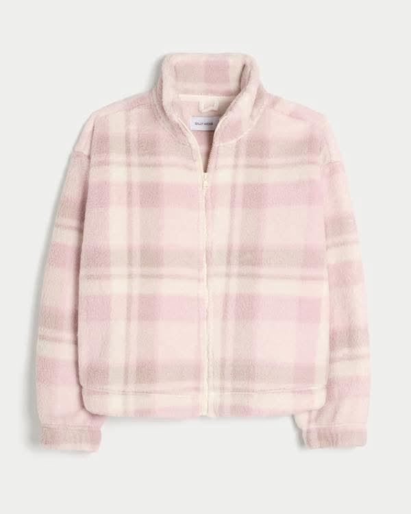 홀리스터 길리힉스 리본 자수 셰르파 뽀글이 집업 자켓 플리스 겨울 이너 자켓